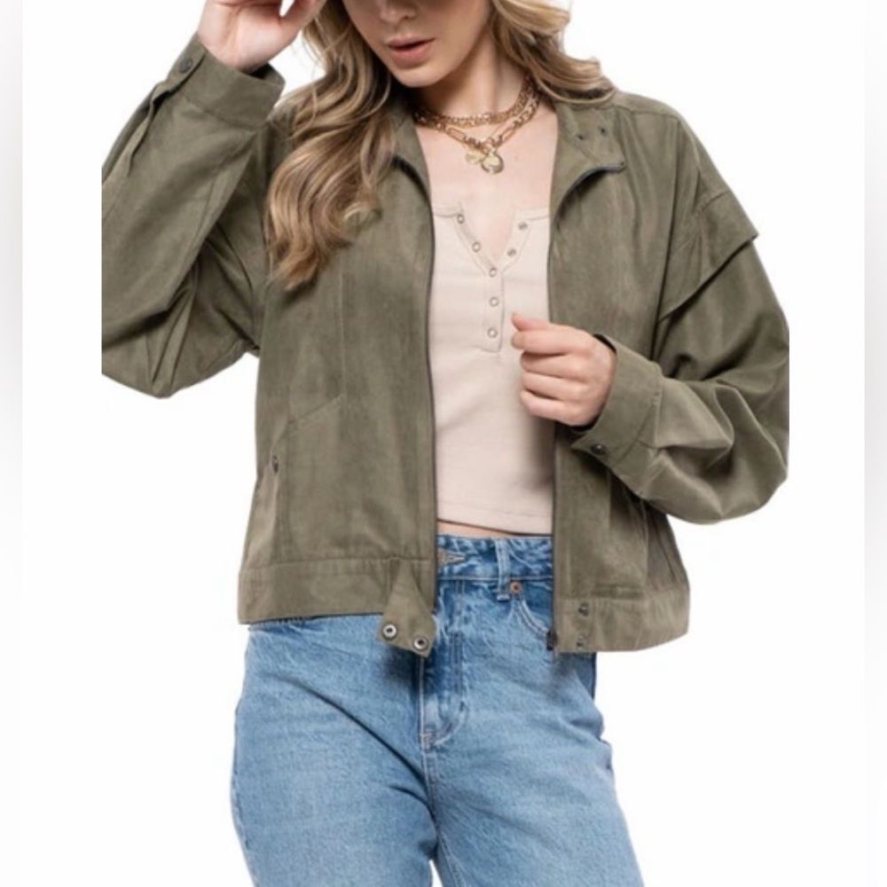 Blu Pepper lightweight Drop Shoulder Jacket in Olive NWT Small